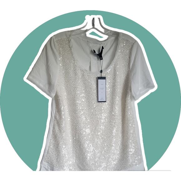 Hilton Hollis Designer Top Medium Ivory Sequin Whimsical Fairy Style NWT - Picture 6 of 9